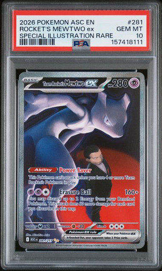 TEAM ROCKET'S MEWTWO EX Ascended Heroes Special Illustration Rare #281 PSA 10
