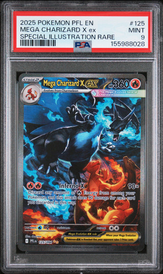 MEGA CHARIZARD X EX Phantasmal Flames Special Illustration Rare #125 PSA 9