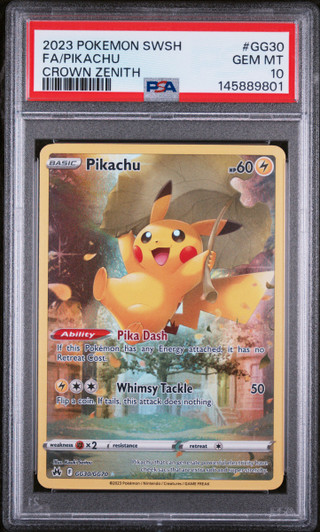 PIKACHU Crown Zenith Holo PSA 10