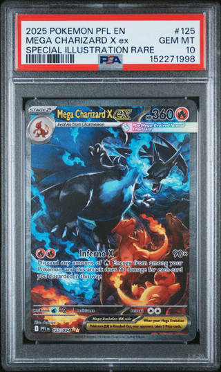MEGA CHARIZARD X EX Phantasmal Flames Special Illustration Rare #125 PSA 10