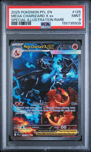 MEGA CHARIZARD X EX Phantasmal Flames Special Illustration Rare #125 PSA 9