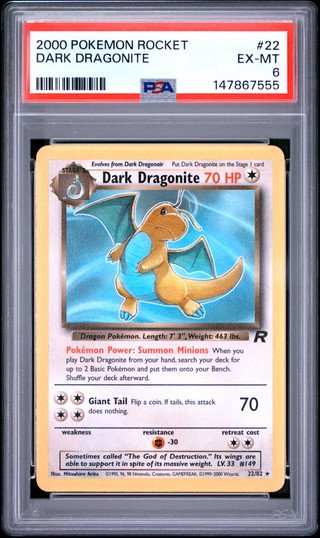 DARK DRAGONITE Team Rocket #22 PSA 6