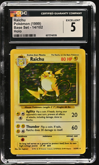 RAICHU Base Set Holo #14 CGC 5