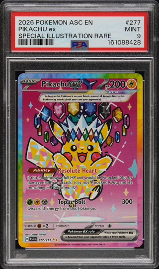 PIKACHU EX Ascended Heroes Special Illustration Rare #277 PSA 9