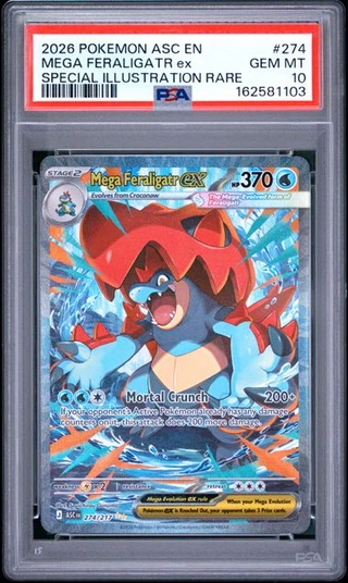 MEGA FERALIGATR EX Ascended Heroes Special Illustration Rare #274 PSA 10