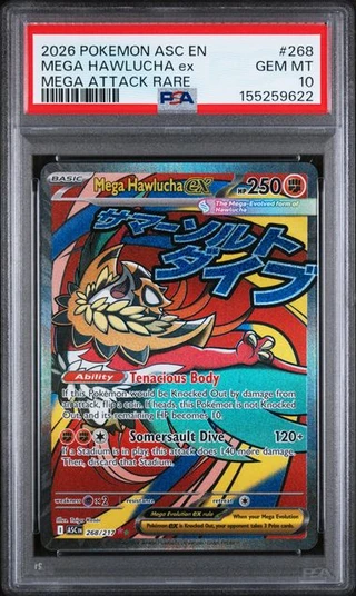 MEGA HAWLUCHA EX Ascended Heroes Mega Attack Rare #268 PSA 10
