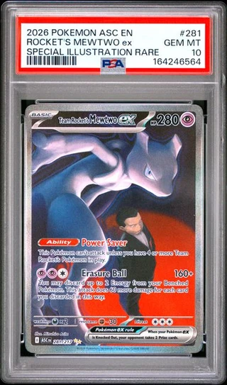 TEAM ROCKET'S MEWTWO EX Ascended Heroes Special Illustration Rare #281 PSA 10