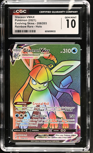 GLACEON VMAX Evolving Skies Holo CGC 10