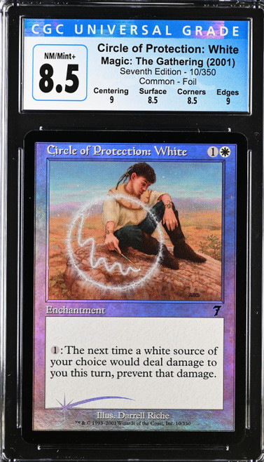CIRCLE OF PROTECTION: WHITE 7th Edition Foil C CGC 8.5 Q++ #3918289011