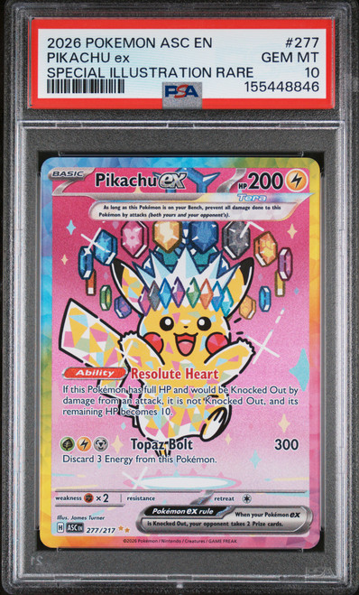 PIKACHU EX Ascended Heroes Special Illustration Rare #277 PSA 10