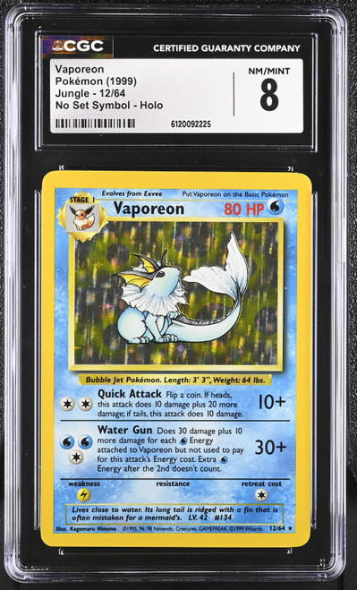 VAPOREON Jungle Holo #12 CGC 8