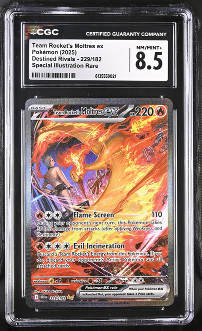 TEAM ROCKET'S MOLTRES EX Destined Rivals Special Illustration Rare #229 CGC 8.5