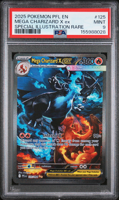 MEGA CHARIZARD X EX Phantasmal Flames Special Illustration Rare #125 PSA 9