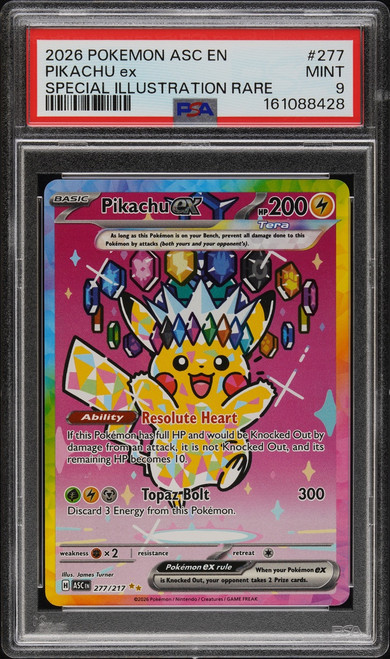 PIKACHU EX Ascended Heroes Special Illustration Rare #277 PSA 9