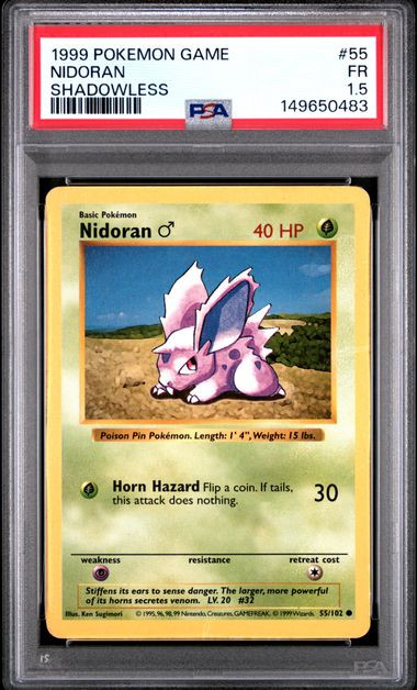 NIDORAN Base Set Shadowless #55 PSA 1.5