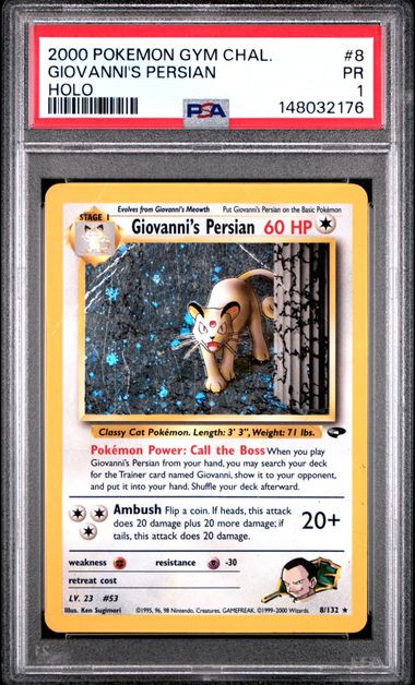 GIOVANNI'S PERSIAN Gym Challenge Holo #8 PSA 1 - Nostalgium