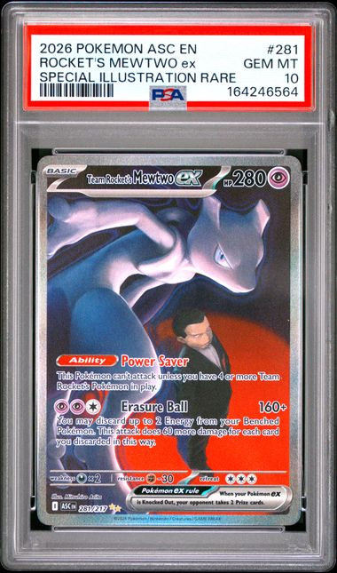 TEAM ROCKET'S MEWTWO EX Ascended Heroes Special Illustration Rare #281 PSA 10