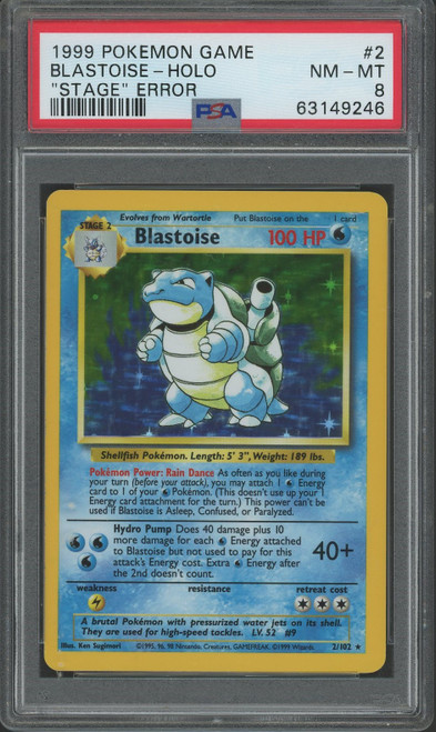 BLASTOISE Base Set Stage Error Holo PSA 8 #63149246