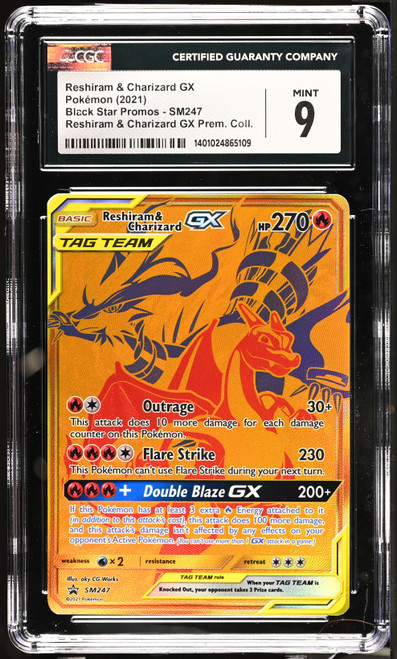 RESHIRAM & CHARIZARD GX Black Star Promos Holo CGC 9 #1401024865109