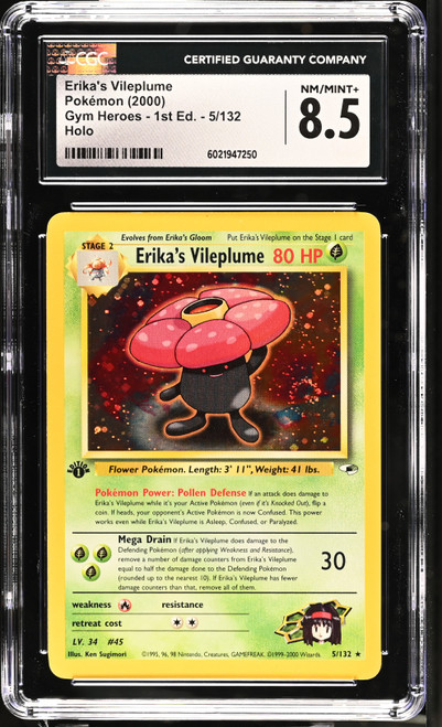 ERIKA'S VILEPLUME Gym Heroes 1st Edition Holo CGC 8.5