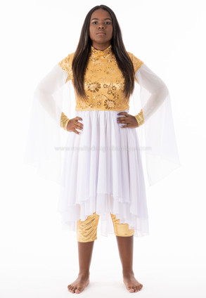 Gold and White Angel Wing elegant Dance Garment