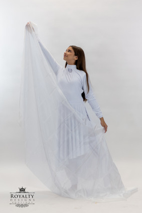 White Chiffon long Praise Dance Veil