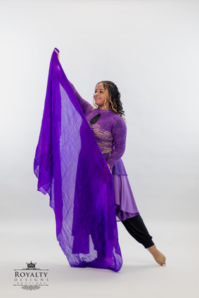 Purple Chiffon long Praise Dance Veil