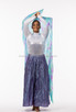 REVIVAL Tie Dye Blue and FANS - 1 Pair(Left+Right) Women Real Silk Praise Dance Fan Veil, Length 180cm Width 90cm