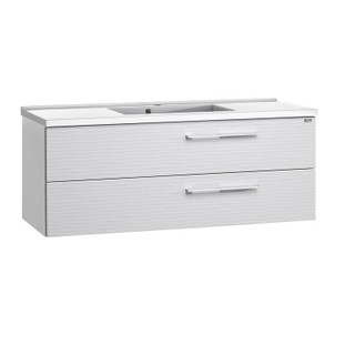 Valenzuela dune single vanity cabinet 48 inches 2 drawers white - porcelain basi