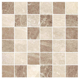 Mosaic Flint Cream 2X2 (Ivory-Walnut Mix) (12X12 Sheet) EACH Sqft x Box