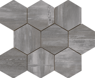 Mosaic Fossil Grey Hexagon 11.5" x 14"