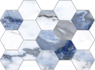 Mosaic Blue Natural Hexagon 10" x 14"