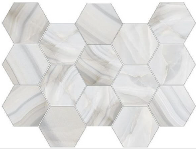 Mosaic Athena Plata Polished Hexagon 10" x 14"