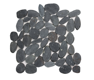 Pebble Stone Black Sliced 12" x 12"