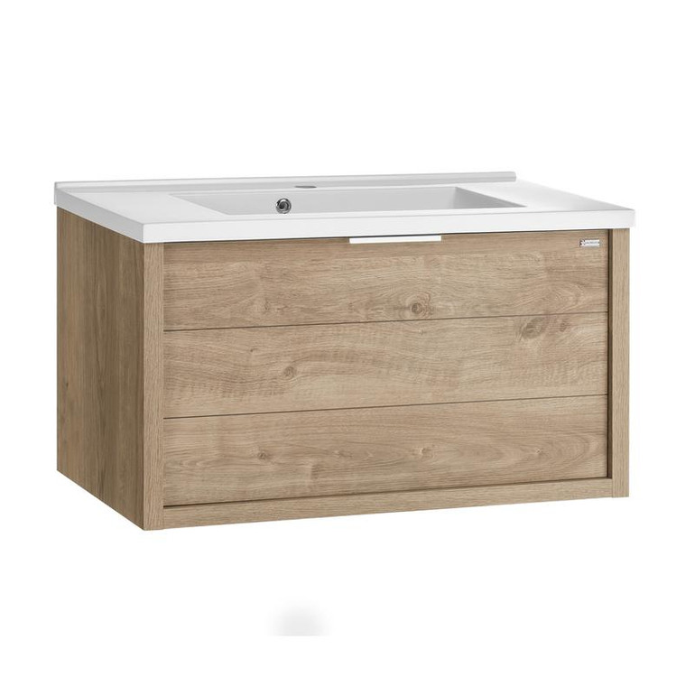 Valenzuela tino vanity cabinet 32 inches 2 drawers oak - porcelain basin