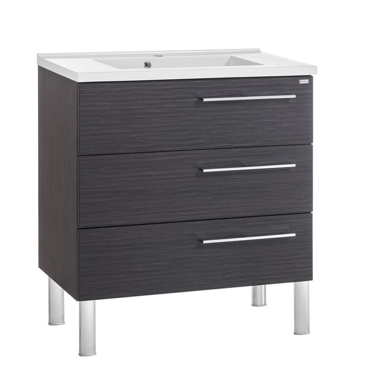 Valenzuela dune single vanity cabinet 28 inches 3 drawers grey - rondo basin