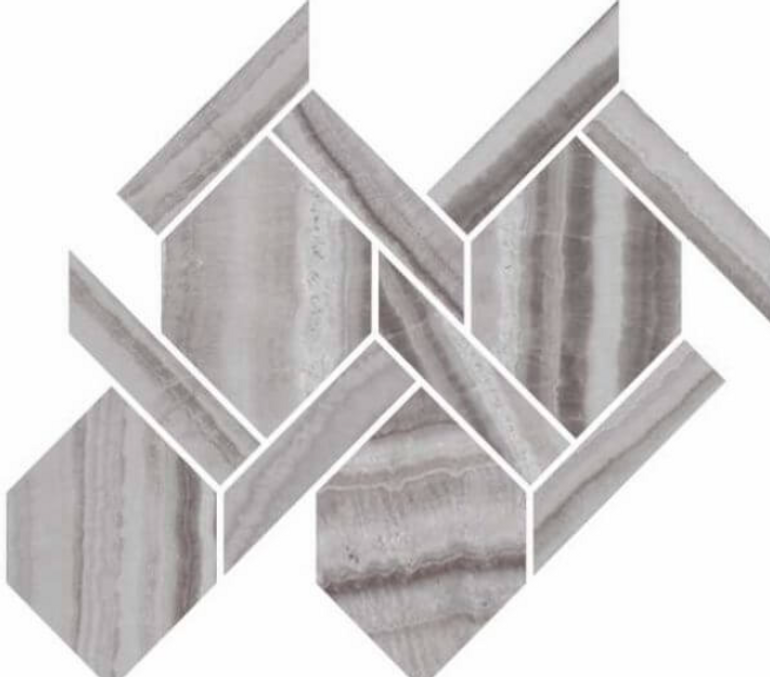 Mosaic Onyx Silver Polished Rope 13" x 14.5"