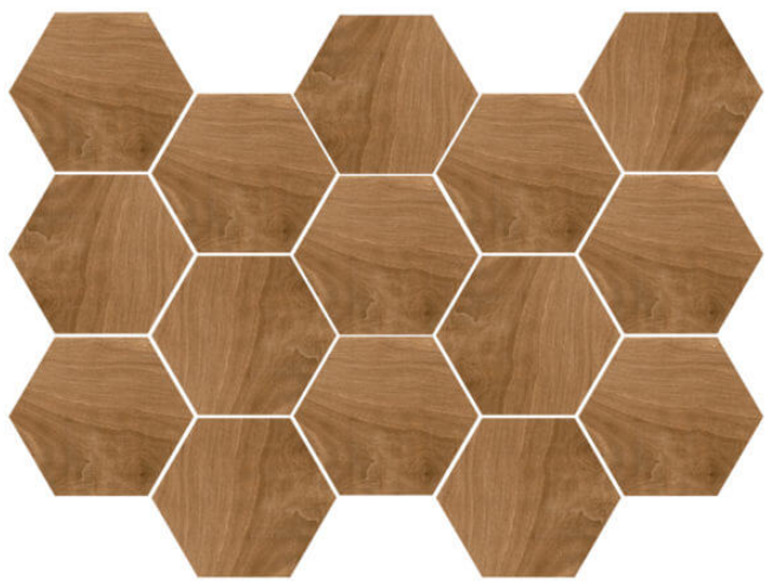 Mosaic Tasmania Teak Natural Hexagon 10" x 14"