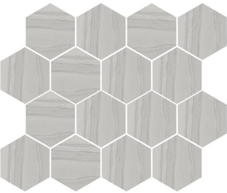 Mosaic Silver Grey Hexagon 12" x 14"