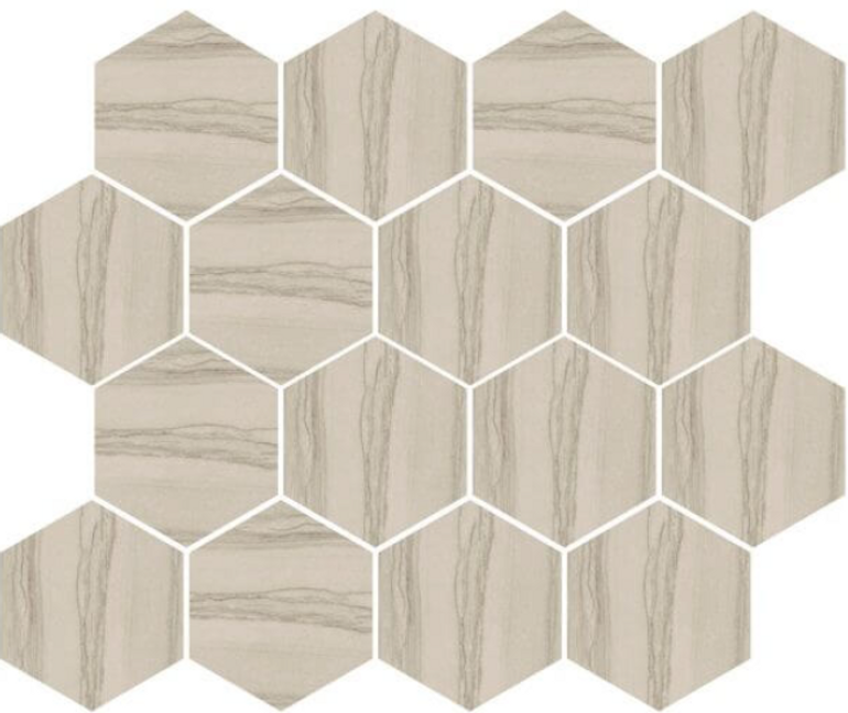 Mosaic Silver Taupe Hexagon 12" x 14"