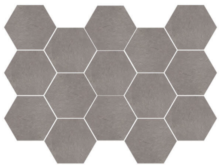 Mosaic  Silver Semi-Polished Hex 10" x 14"