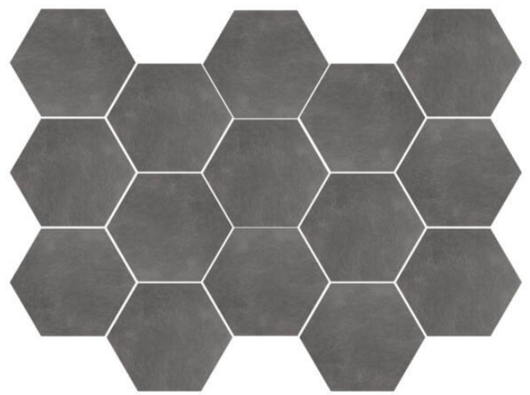 Mosaic Graphite Natural Hex 10" x 14"