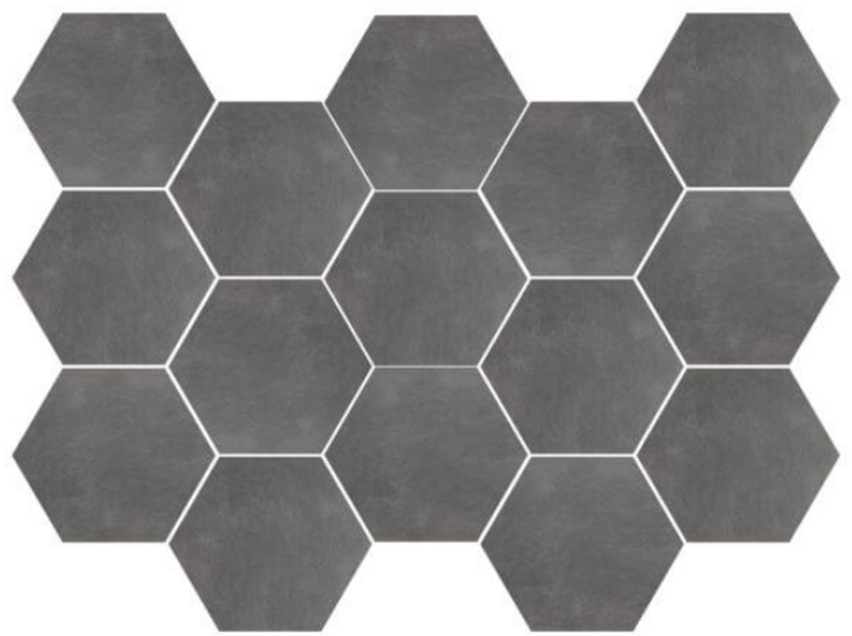 Mosaic Graphite Semi-Polished Hex 10" x 14"