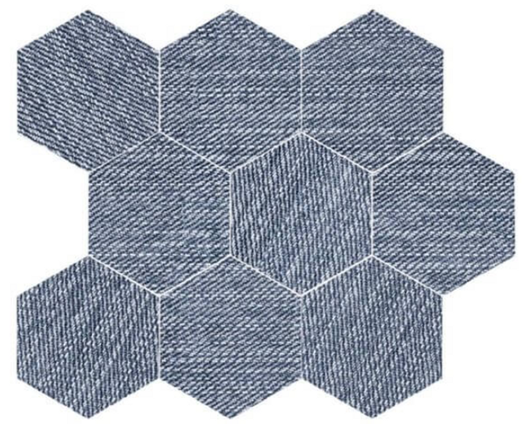 Mosaic Carpi Denim Hex 11.5" x 14"