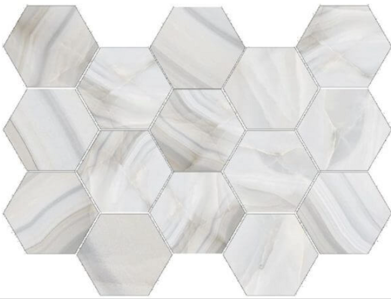 Mosaic Athena Plata Natural Hexagon 10" x 14"