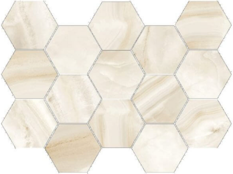 Mosaic Athena Miel Natural Hexagon 10" x 14"