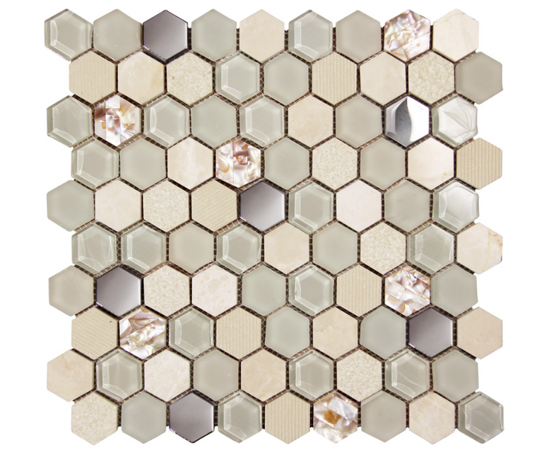 Hexagone Shell Beige 12" X 12"