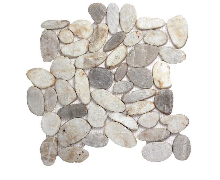 Pebble Stone White Sliced 12" x 12"