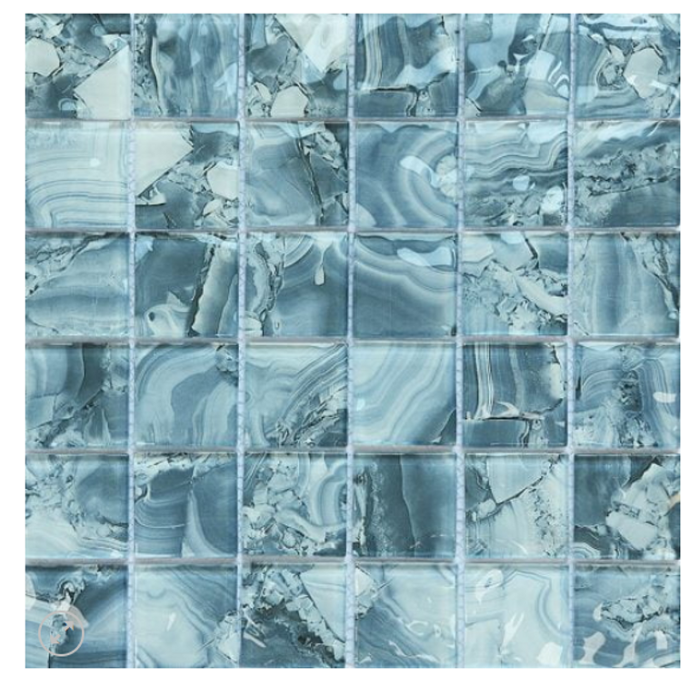 Blue Glass 2"x 2" Swimming Pool Square Collection