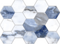 Mosaic Blue Polished Hexagon 10" x 14"